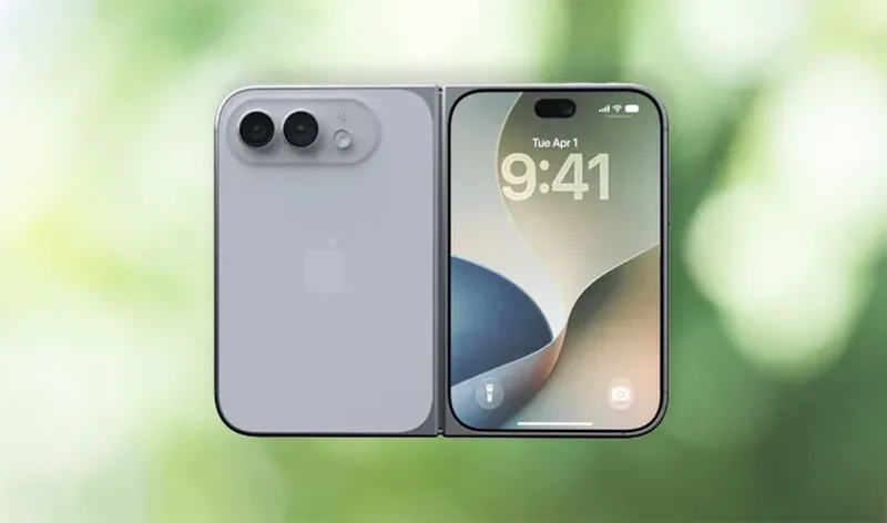 媒体报道使用的iPhone Duo折叠屏手机概念渲染图,并非苹果官方实物图